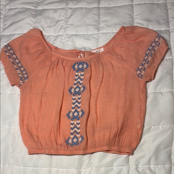 Mine Peach Crop Top with Embroidery size L - Picture 1 of 10